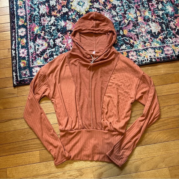 Free People Movement Hooded Tap In Layering Top Womens Small Orange - Picture 5 of 10
